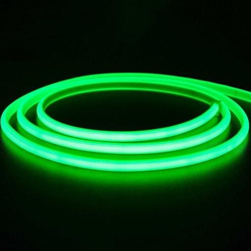 [22194-0] Vandtæt Grøn Neon COB Strip - 5m, 230V, IP67, 288 LED, 11,5W/m, Klippes hver 50cm
