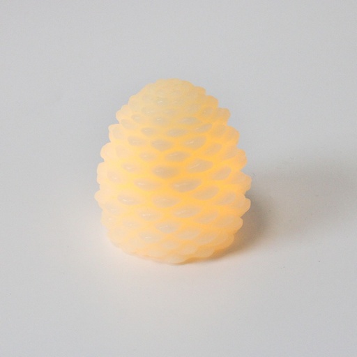 [22672-0] LED Kogle lys med blinkende flammeeffekt i hvid - Højde 8cm, Ø6cm, ægte stearin