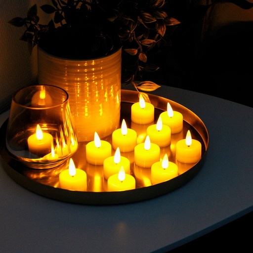 [22682-0] 12-pak LED Fyrfadslys med flot flammeeffekt inkl. batterier - Klar til brug