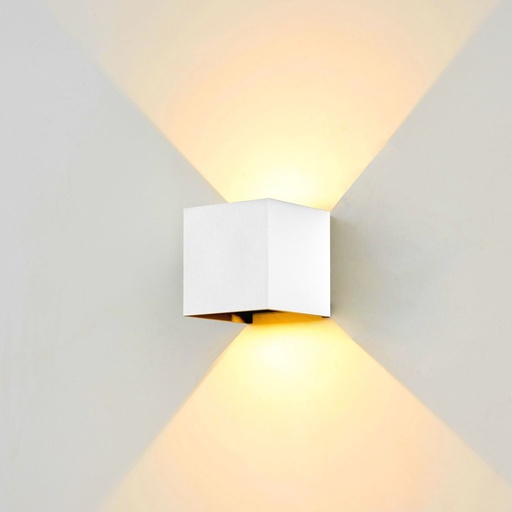 [24030-16626] LEDlife CUBIC 6W væglampe - Hvid, firkantet, op/ned, justerbar, inde/ude, IP65, inkl. lyskilde