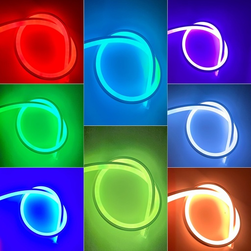 [24060-0] RGB 16x16 Neon Flex LED Strip - 12W pr. meter, IP67, 230V