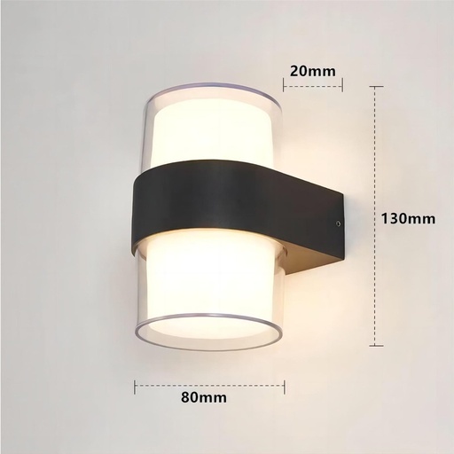 [11918-12999] LED væglampe - 9W, rund, IP65 udendørs, 230V, inkl. lyskilde
