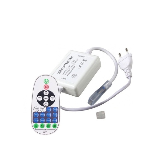 [12127-0] RF trådløs timer+dæmper med fjernbetjening - Inkl. endeprop, til 230V (COB), memory funktion, maks. 50 m.