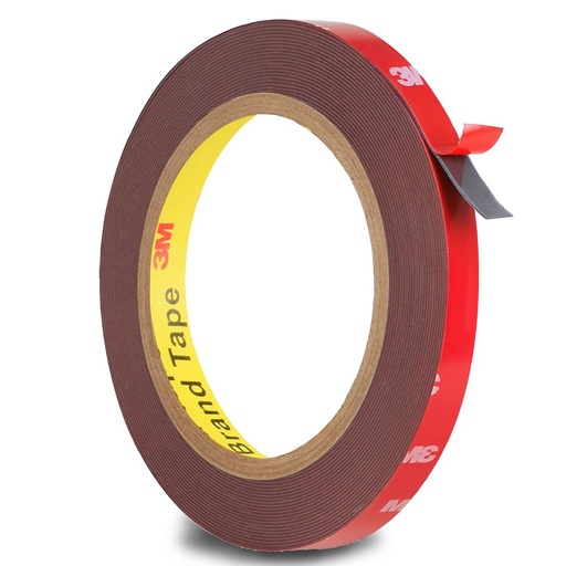 [20021-0] 3M dobbeltsidet tape 8mm til aluprofiler, 5 meter rulle - Selvklæbende tape til fastgørelse af genstande på aluprofiler