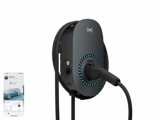 [H31663] Fullwatt Wallbox EV Lader, 11kW Type 2, Wi-Fi/BT, Sort (5m)