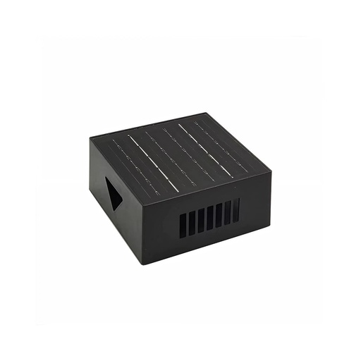 [29496-18906] Solcelle sensor væglampe - Sort, roterbar, firkantet, skumringssensor, IP54, 3W, energibesparende
