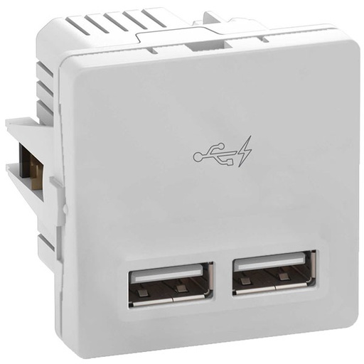 [1017053610] LK Fuga 2xUSB lader 2,1A 1 modul lysegrå