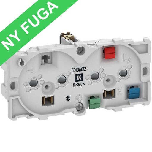 [1017056211] Fuga dobbelt stikkontakt 2-polet m/jord 2m