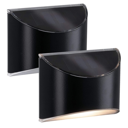 [27066-18708] MIVO Solcelle LED Væglampe - Sort, Udendørs Væg-Effekt, 0,5W, 200lm (2 stk.)