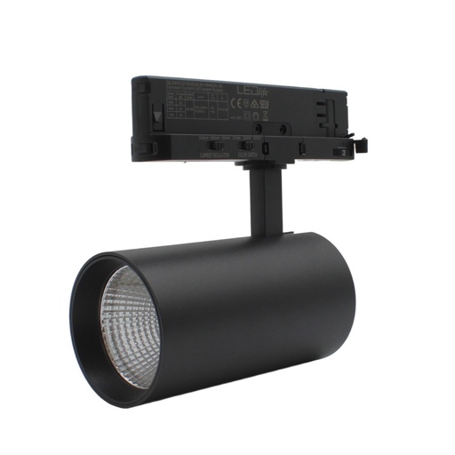 [30020-19063] LEDlife CCT justerbar skinnespot 28W - Sort, Justerbar CCT + lysstyrke, RA90, 3200lm, Flicker free, 3-faset