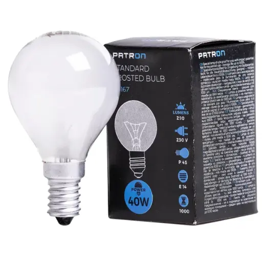 [5036855800] PATRON Glødepære E14 40W, mat