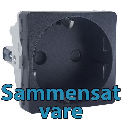 [1017060445] LK Fuga stikkontakt med sidejord 1m - koksgrå