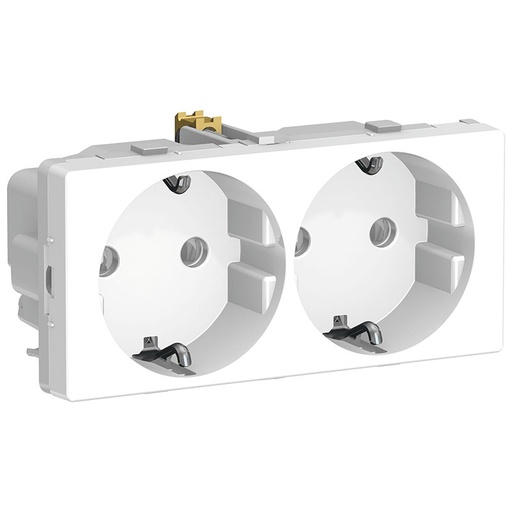 [1017060553] Fuga Stikkontakt dobbelt med sidejord, 2M, hvid