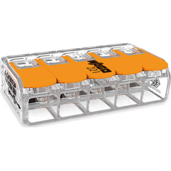 [4821216150] Samlemuffe 5x0,5-6 mm² transparent med orange pal, serie 221