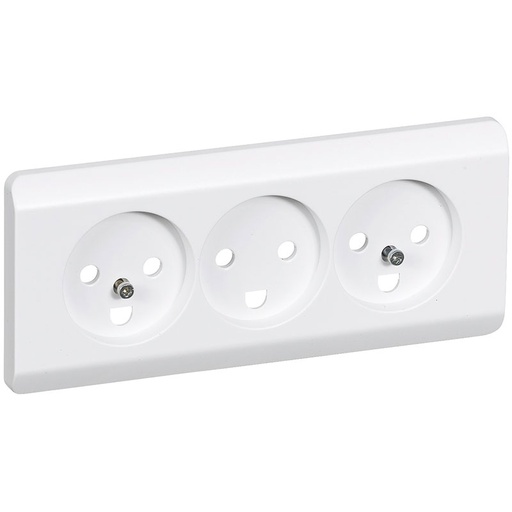 [1017030664] Opus 66 afdækning til planforsænket trippel stikkontakt med jord - hvid