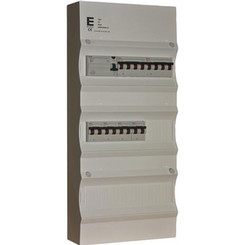 [1412013503] Færdigmonteret gruppetavle - HPFI - 2x16A 3P+N, 4x13A 1P+N - Hvid