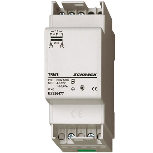 [1462420706] Ringetrafo 6-8-12V DIN-Skinne