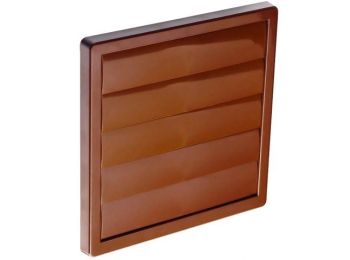 [H56077] Ventilationsrist m. lukkespjæld - 150x150mm Ø100mm, Brun