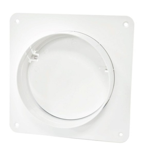 [H60132] Vægtilslutning f. Ø100mm vent.rør, flange og ventil, Hvid