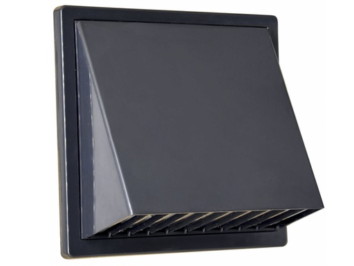 [H62389] Vægrist med hætte - 170x170mm, Ø125mm, Koksgrå