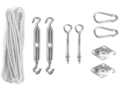 [H36076] Monteringsæt til solsejl/tørresnor - Bardunstrammer mm. (5m)