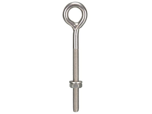 [H43449] Rustfri stål øjebolt m. møtrik - M8, 130mm (længde)