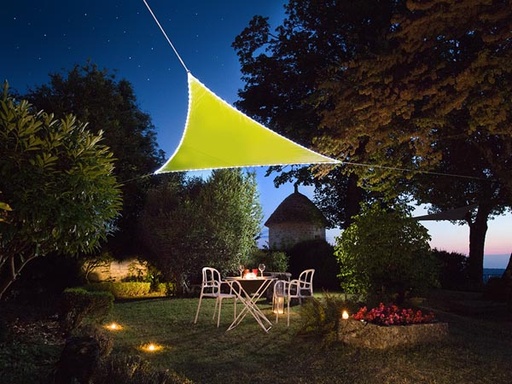 [H59139] Trekantet solsejl m. LED kantlys - 3,6 x 3,6 x 3,6m GRØN