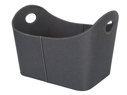 [H53620] Brændekurv - Sort vintage læder look, 56 x 45 x 35 cm