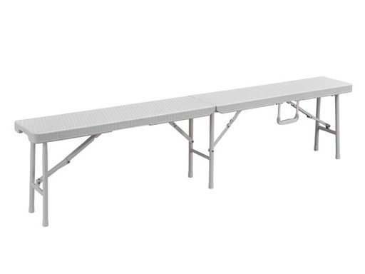 [H49968] Sammenklappelig bænk - Rattan mønster, Hvid (180x25x43cm)