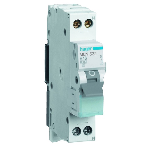 [1522026736] Automatsikring 1P+N 16A C 6kA 1 modul