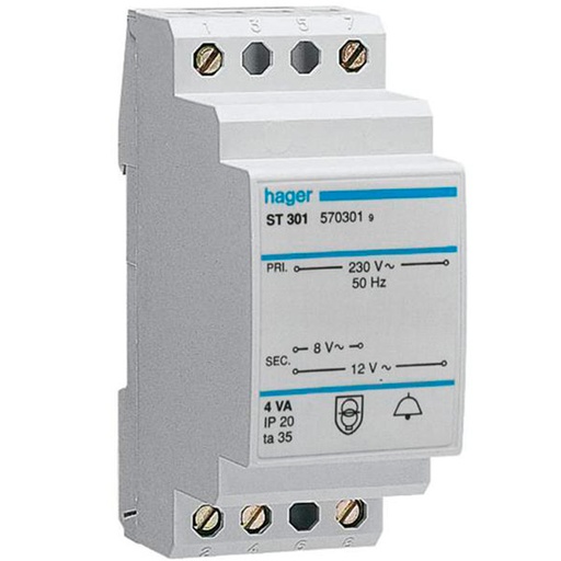 [1562000042] Ringetransformer 4VA 8-12V 2 moduler ST301