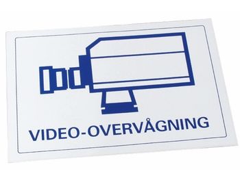 [H20173] Advarselsmærkat - "Videoovervågning" 19 x 13cm (1 stk.)