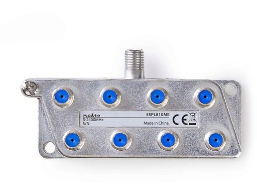 [H61876] TV/FM/SAT antennesplitter - 8 vejs 5-2400MHz (til F stik)