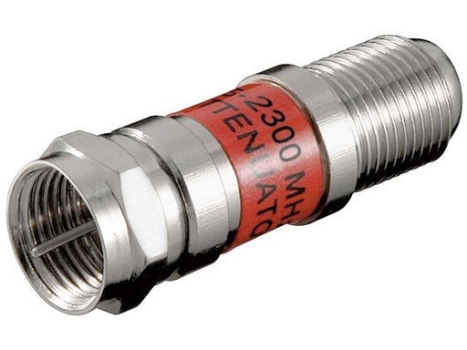 [H44258] Antennesignal dæmpeled - 10dB, F han til F hun, 75ohm