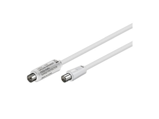 [H37480] Ground breaker - Galvanisk isolator COAX han/hun Hvid (1,5m)