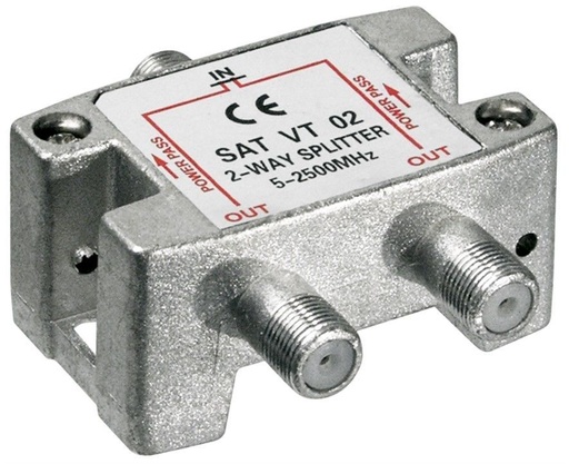 [H21471] TV/FM/SAT antennesplitter - 2 vejs 5-2400MHz (til F stik)