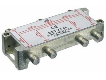 [H23659] TV/FM/SAT antennesplitter - 6 vejs 5-2450MHz (til F stik)