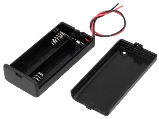 [H12608] Batteriholder til 2xAA batteri, Lukket hus u. kontakt