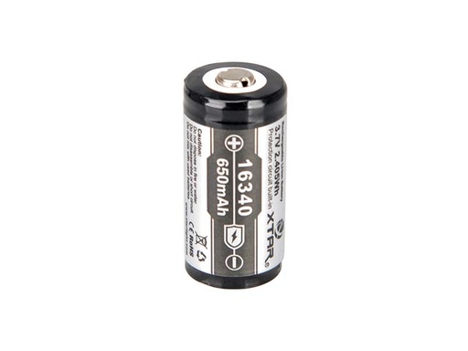 [H35094] Genopladelig RCR123A (16340) LiION batteri - 3,7V / 650mA