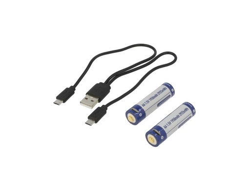 [H58418] 14500 LiION batteri kit - 2xAA 1,5V bat. inkl. USB lader