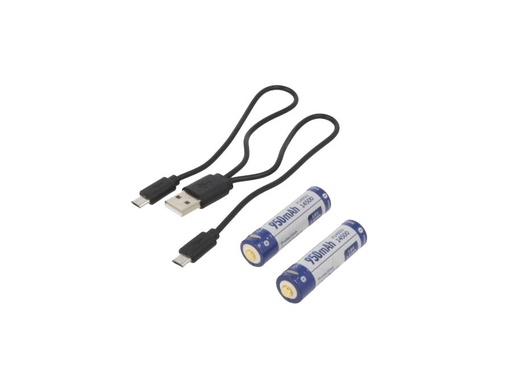[H58419] 14500 LiION batteri kit - 2x3,6V bat. m. USB ladekabel