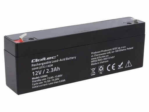 [H46532] Blybatteri - 12V 2,3Ah (178x35x60mm)