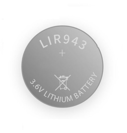 [H60388] LIR943 Genopladelig LiION knapcelle - 3,6V 25mAh (Ø9x4,3mm)