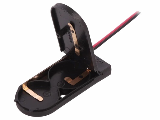 [H61866] Batteriholder til 2xCR2032 knapcelle, Lukket hus m. kontakt