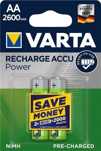 [H30847] NiMH AA/HR6 batteri - 1,2V / 2600mAh (2 stk.)