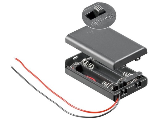 [H44438] Batteriholder til 3xAAA batteri, Lukket hus m. kontakt