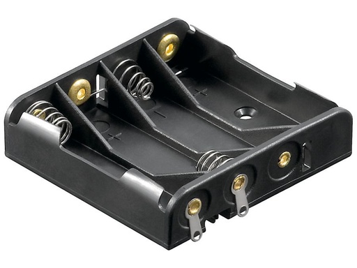 [H44447] Batteriholder til 4xAAA bat. (m. loddeflige)