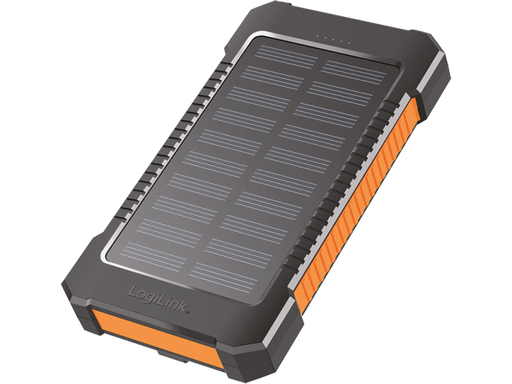 [H62551] Powerbank m. solcelle og lygte - 8.000mAh, Sort