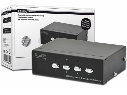 [H25589] Digitus - VGA video switch 4 ind 1 ud