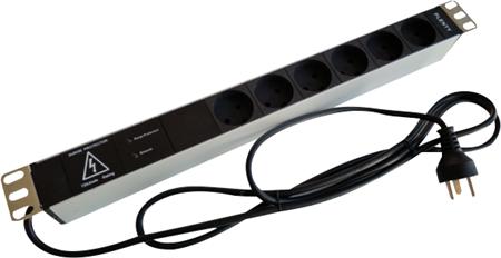 [H41601] Powerpanel 19" 6x230V LMJ (DK) med transientbeskyttelse